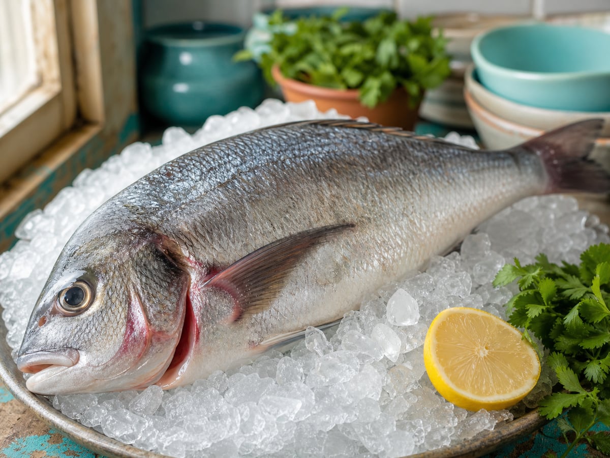Demostración culinaria de cómo elegir pescado fresco en una cocina limpia