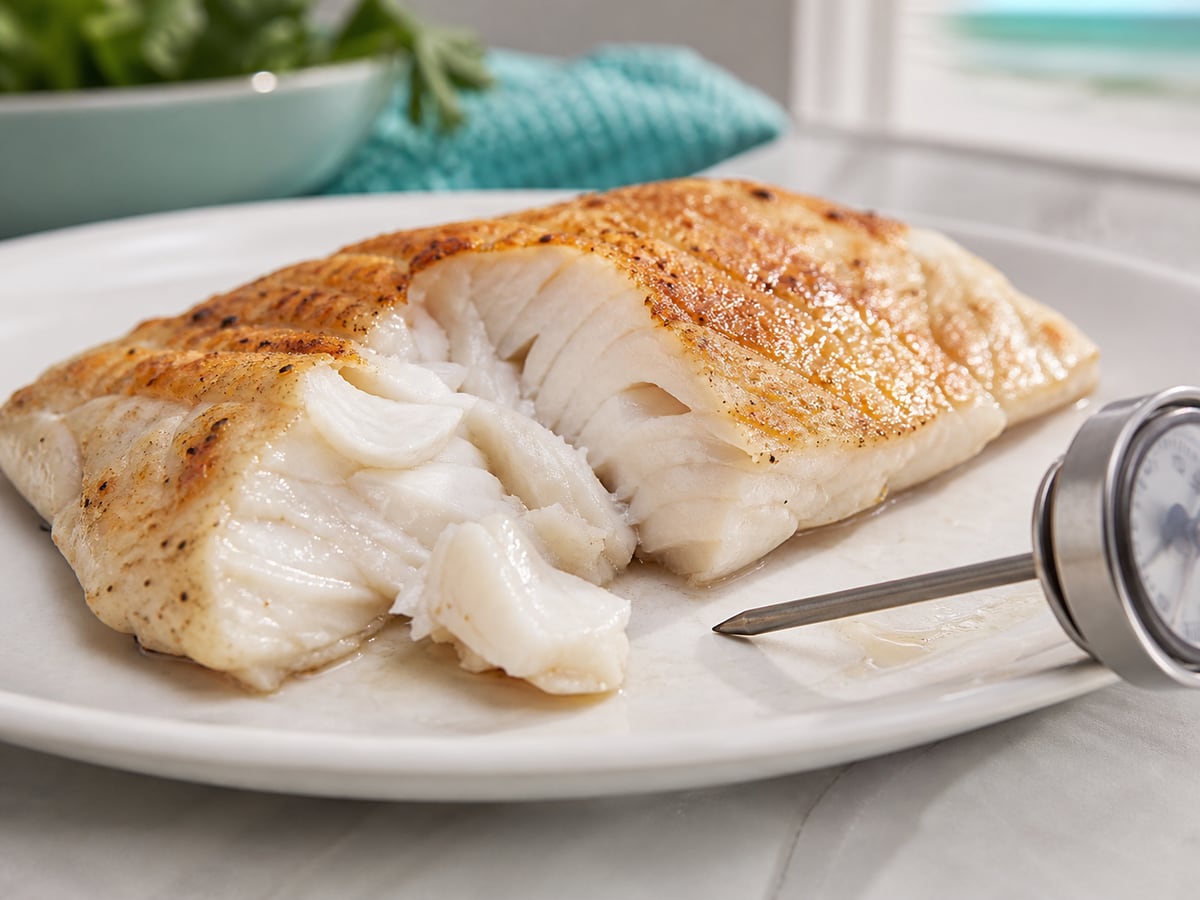 Filete de pescado opaco que se separa en lascas húmedas