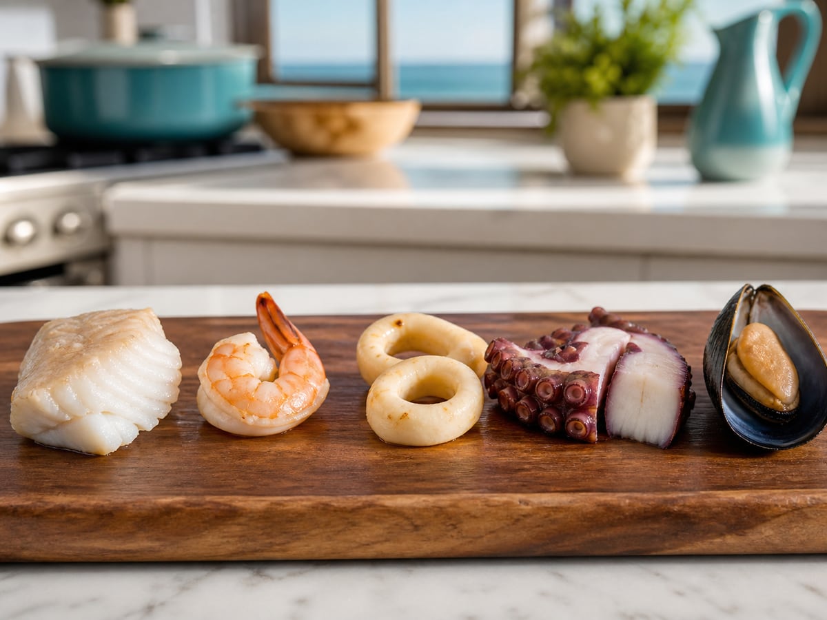 Demostración culinaria de puntos de cocción: guía visual en una cocina limpia