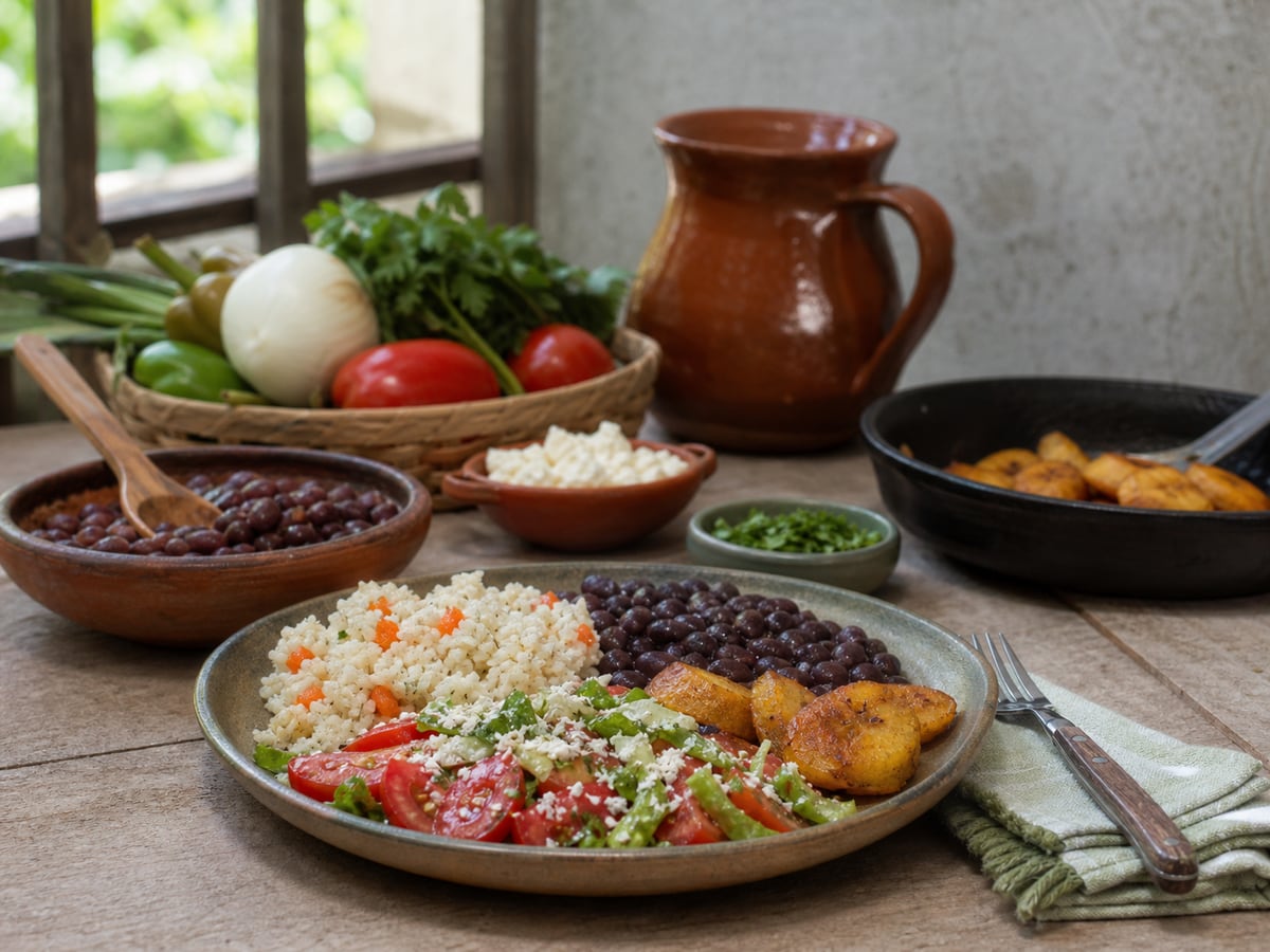 Escena culinaria realista que ilustra comer despacio y reconocer saciedad