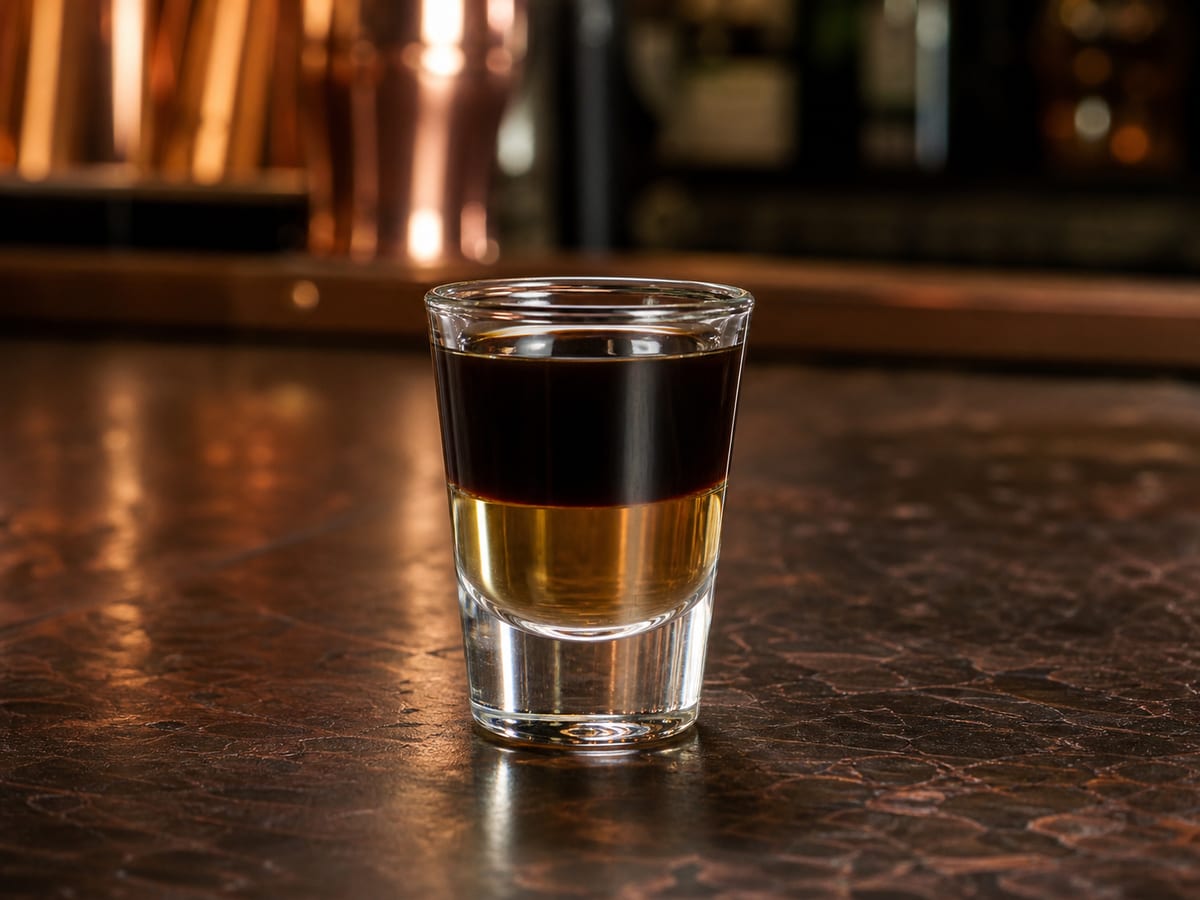 Shot en capas de licor de café y tequila