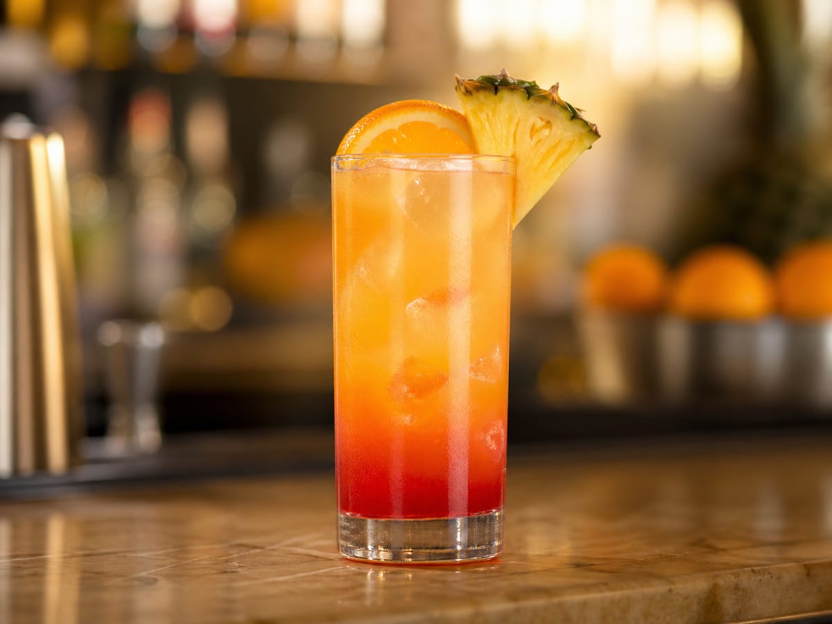 Cóctel San Francisco con naranja, piña y granadina