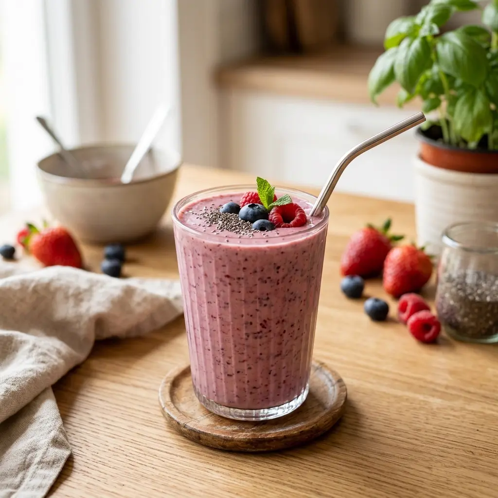 Vaso con licuado Berry Balance