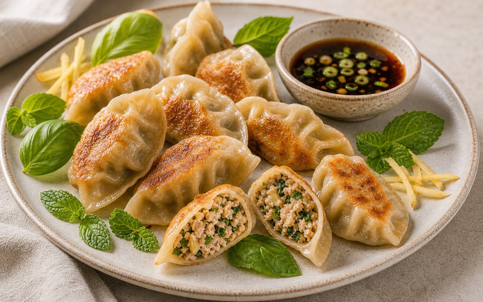 Pequeñas empanaditas doradas con relleno de pollo
