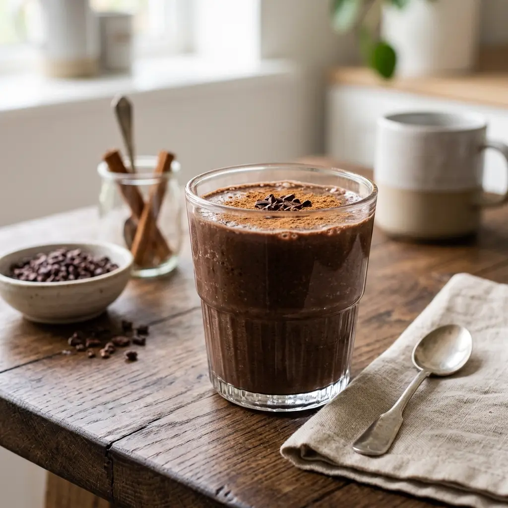 Vaso con licuado Cacao Canela
