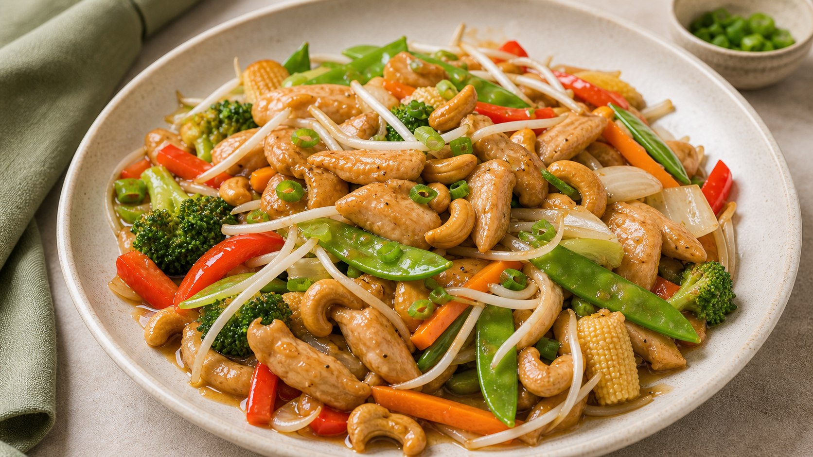 Chop suey con muchas verduras y pollo