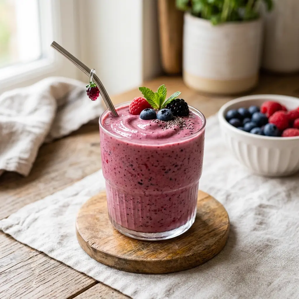 Vaso con licuado Coco Berry