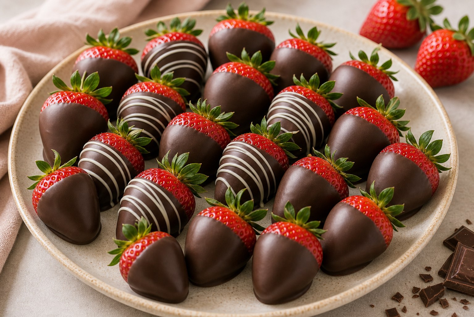 Fresas bañadas en chocolate oscuro