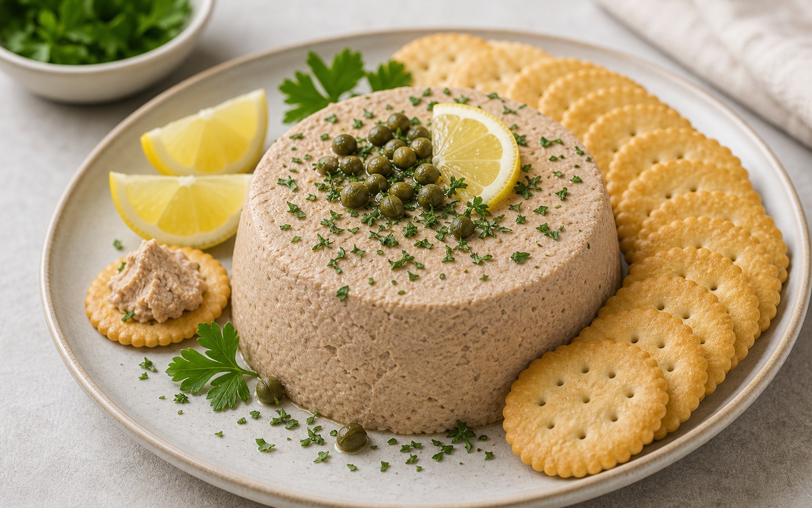 Mousse de atún desmoldado con aceitunas