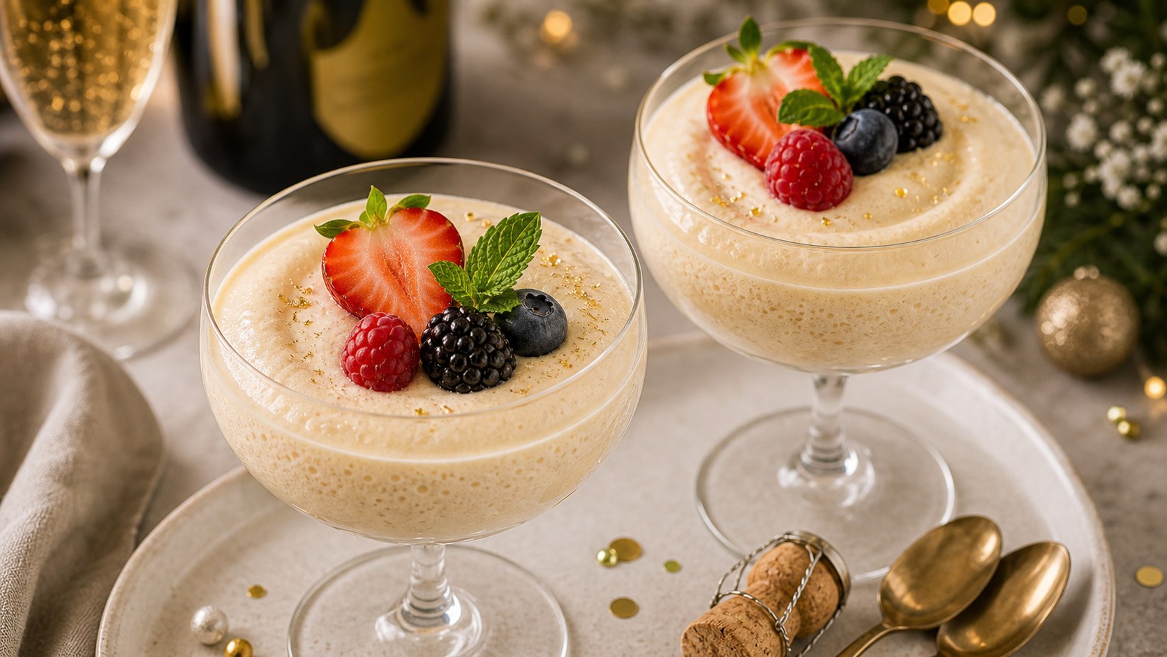 Copa con mousse esponjosa color crema