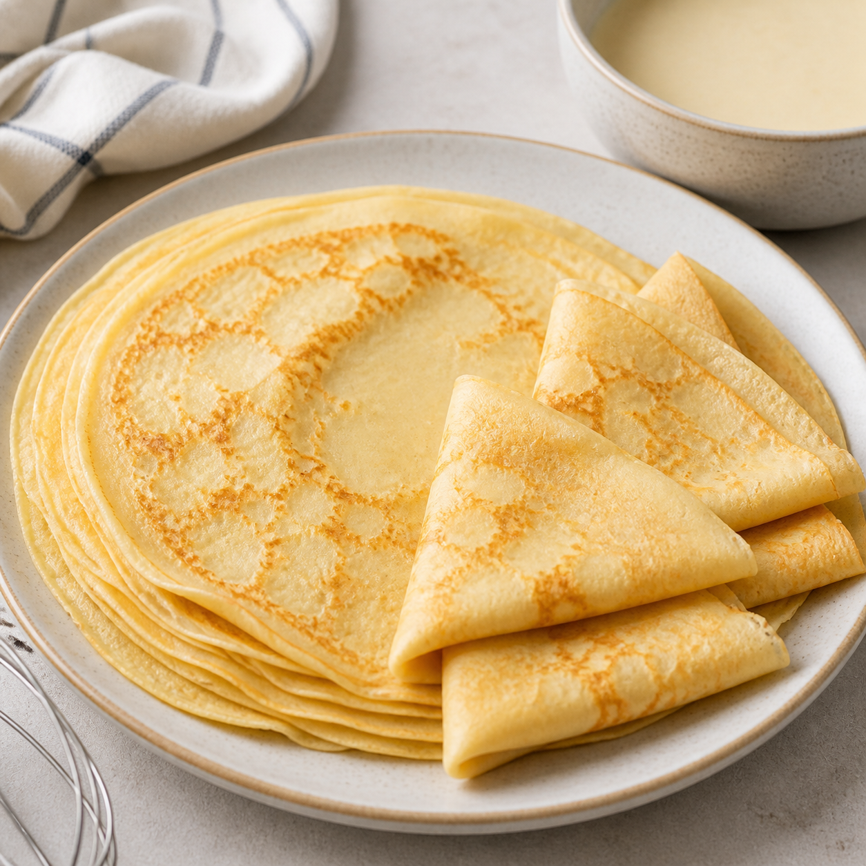 Crepas dobladas sobre plato