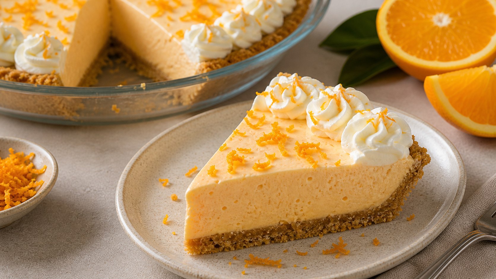 Pie de naranja con crema batida encima