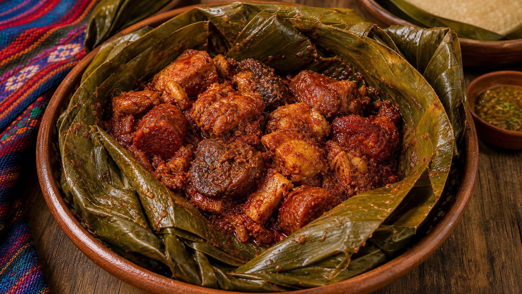Subanik en hoja con recado rojo profundo