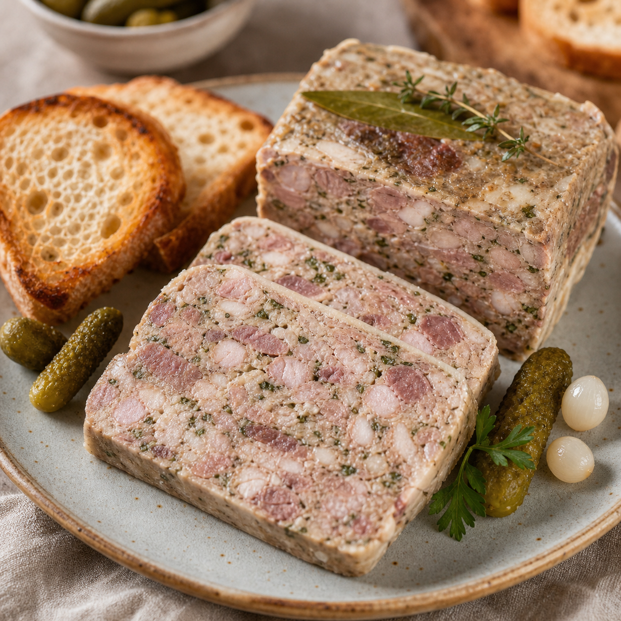 Terrina rústica de conejo cortada en lonchas